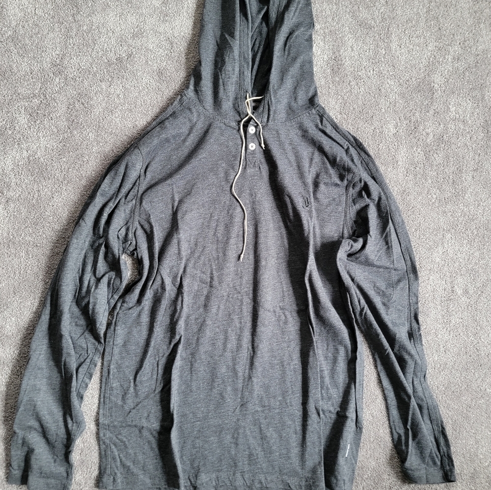 Grey long sleeve tee with hood